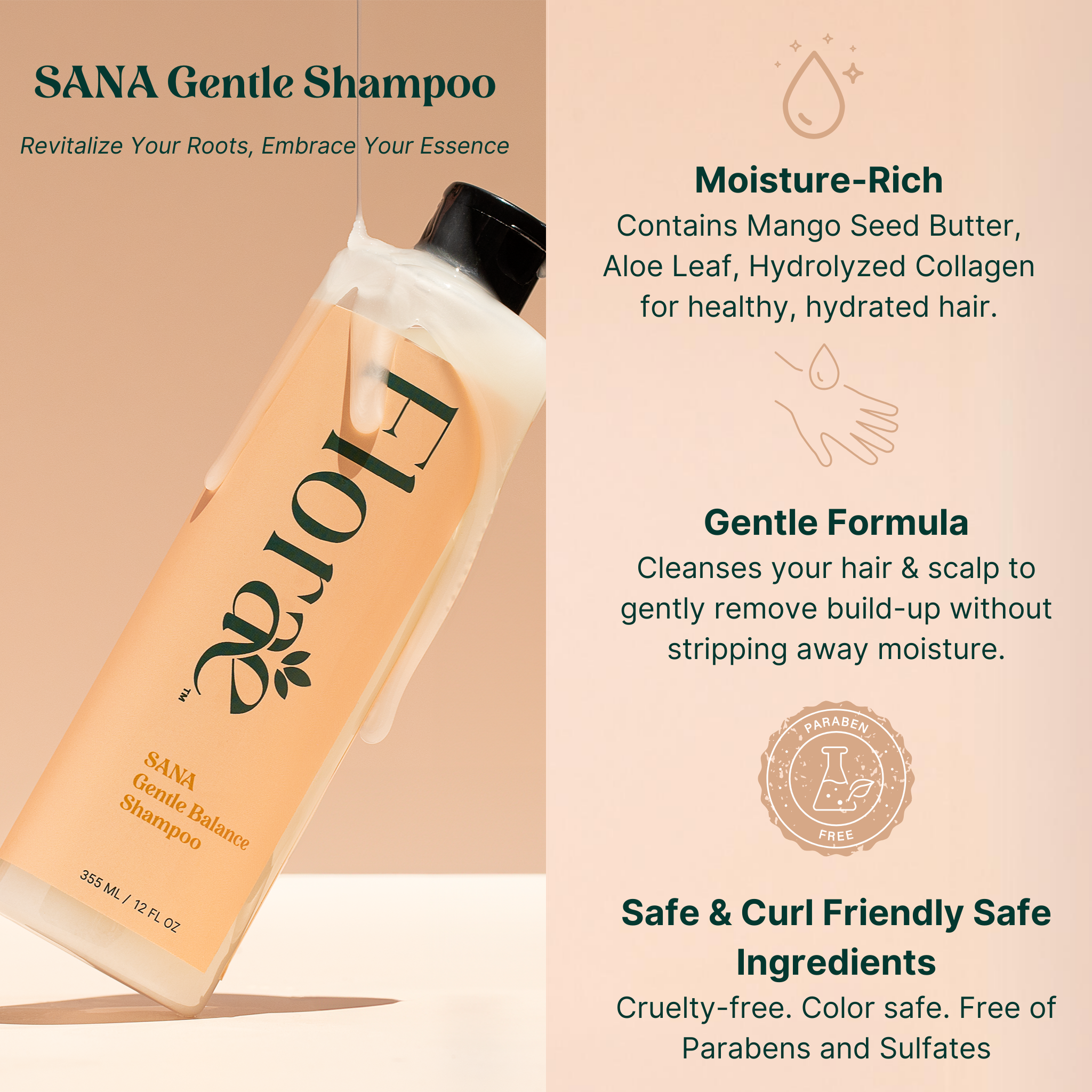 SANA Gentle Balance Shampoo - Infused w/ Hydrolyzed Collagen